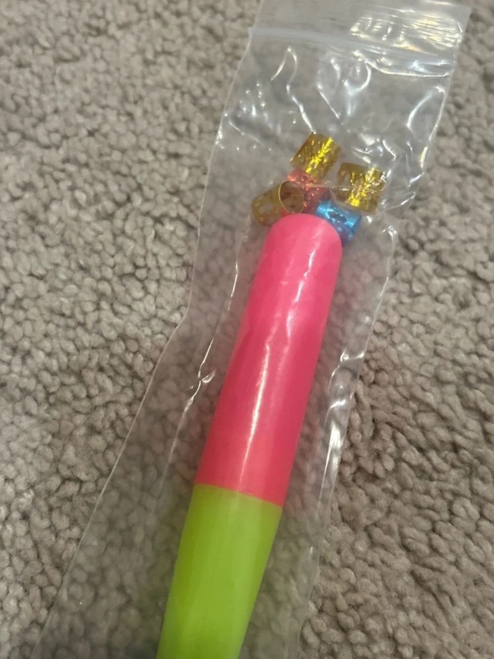 Pink and Lime crochet hook with charms